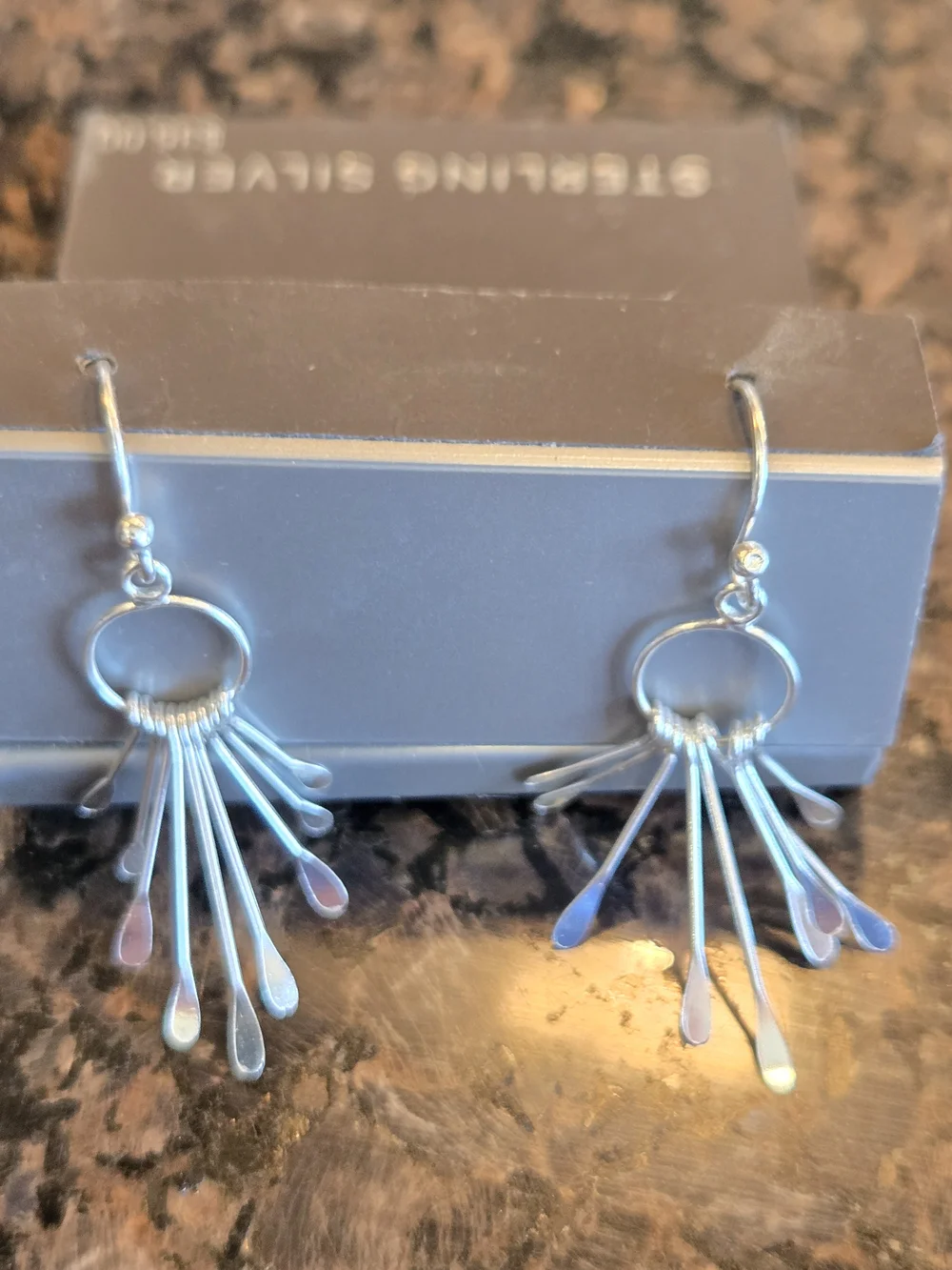 Primrose Sterling Silver Fan Drop Earrings - Silver - Picture 3 of 6